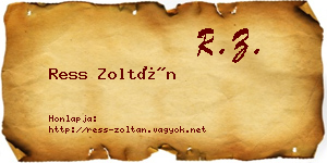 Ress Zoltán névjegykártya